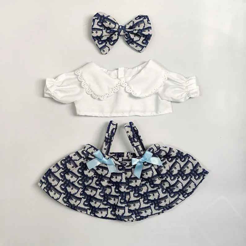 Medium Bartholomew bear clothes outfits-Classic Navy Floral Gala Dress