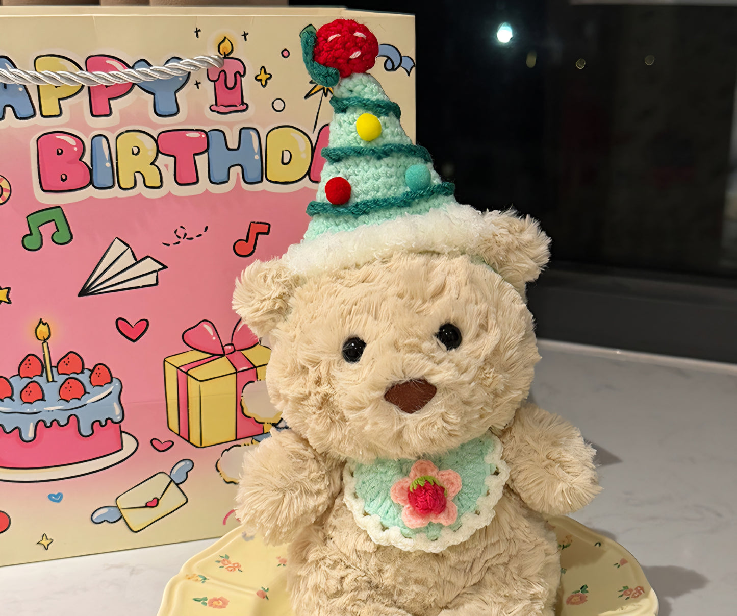 Bartholomew Bear Birthday Hat Set - Teal Green