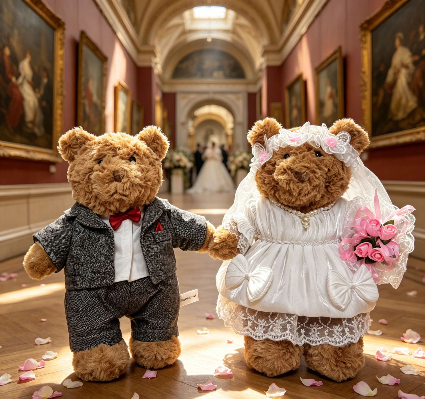 Medium Bartholomew bear clothes outfits- Groom Suit & Bridal Dress