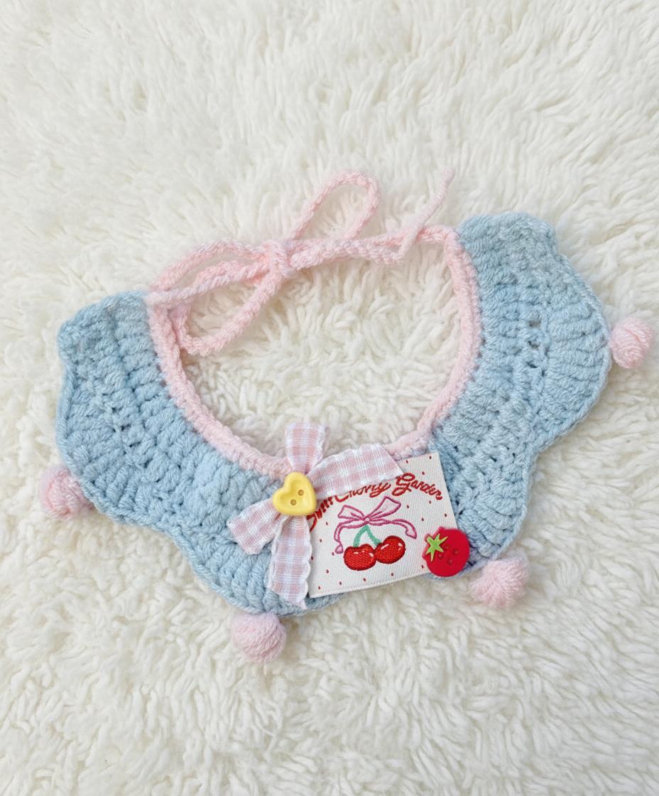 Huge Bartholomew bear outfit-Light blue pink cherry strawberry bib set