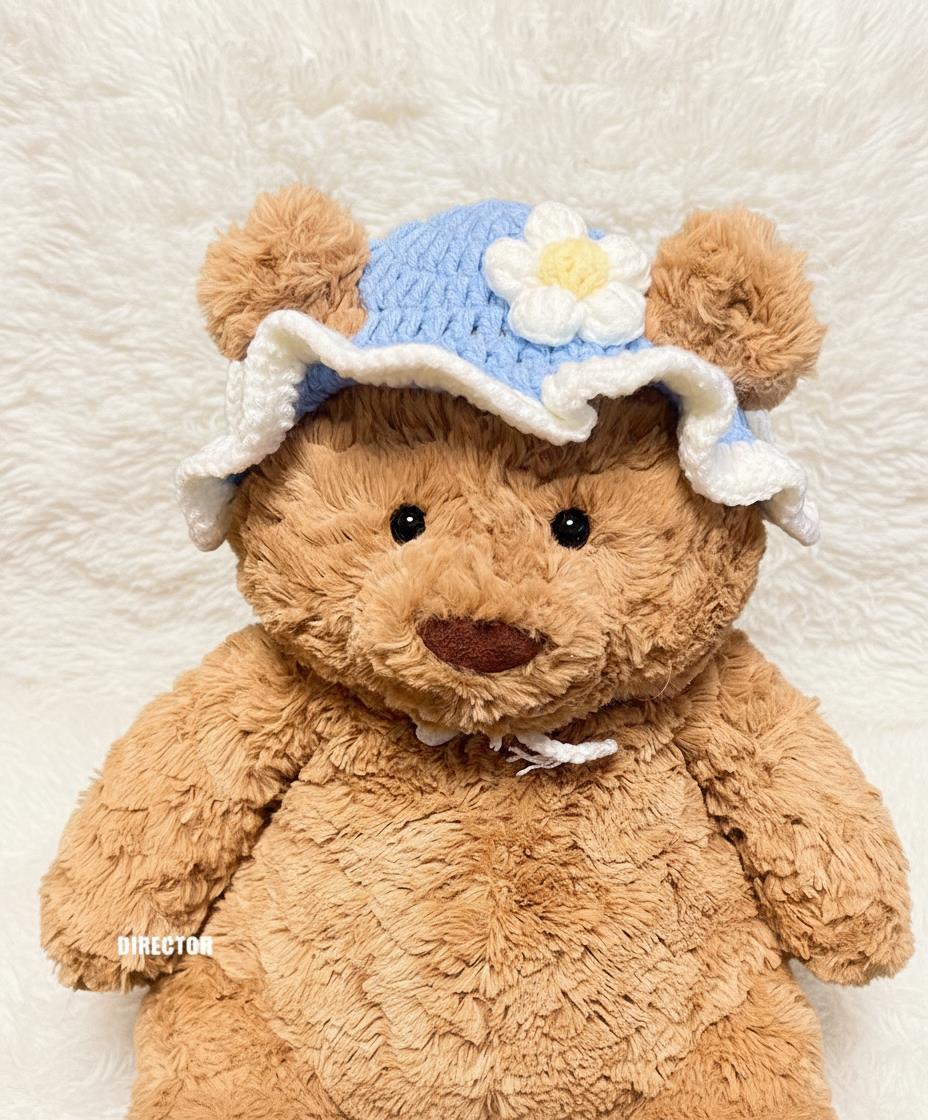 Large Bartholomew bear outfit-Blue flower hat set