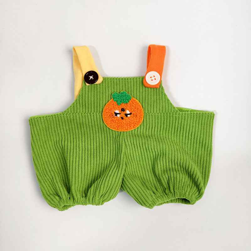Medium Bartholomew bear outfit-Green persimmon overalls set — image 2 of 2