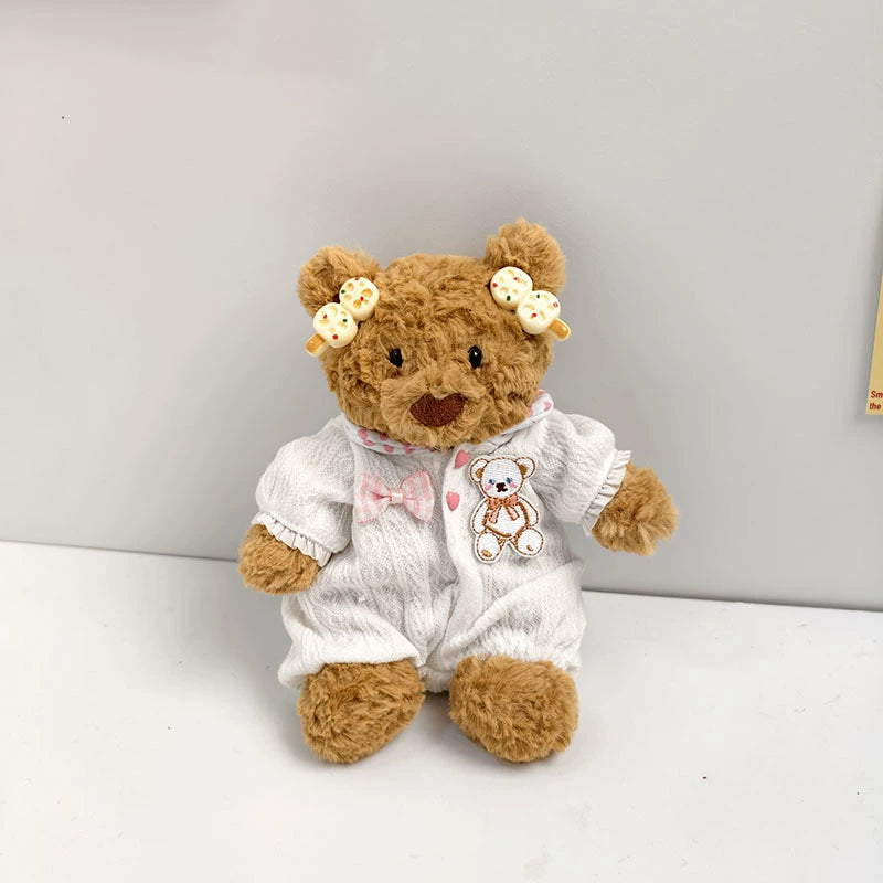Tiny Bartholomew Bear Outfit - White waffle romper & popsicle hair clips