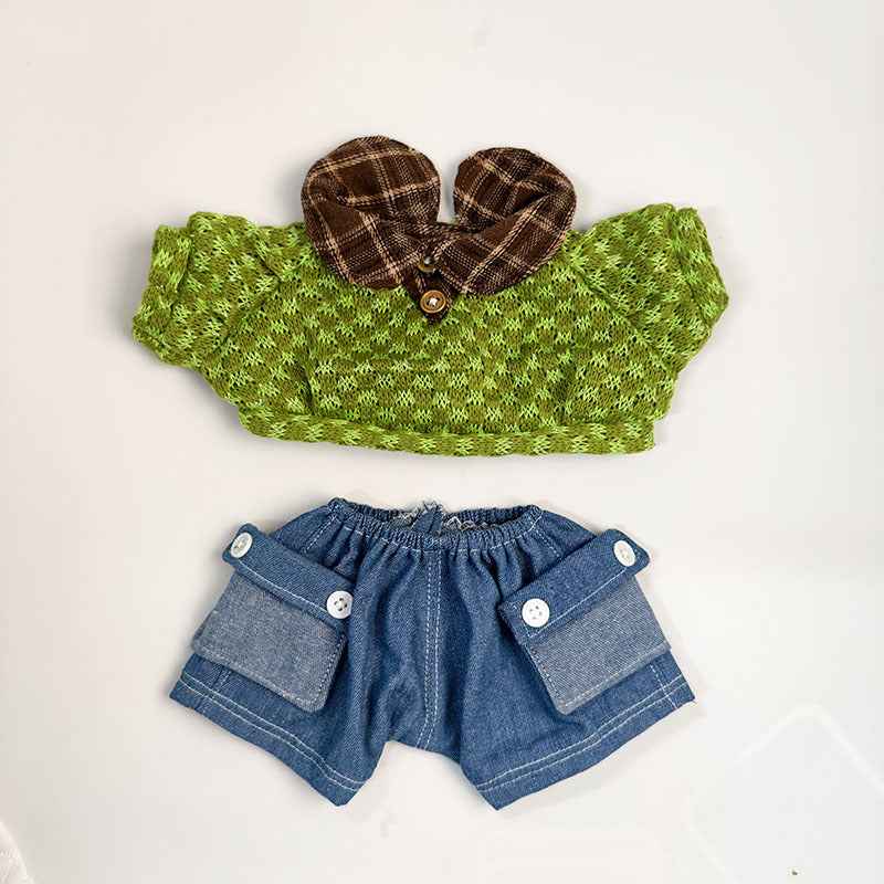 Medium Bartholomew bear outfit-Green knit denim set — image 2 of 2