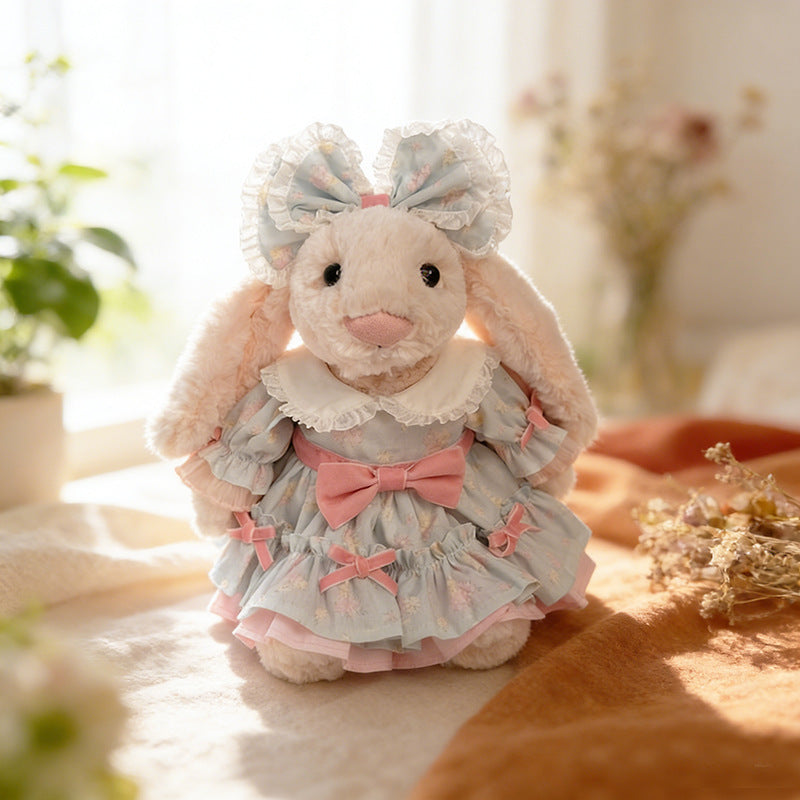 Medium Bashful bunny outfit- Light blue floral dress set
