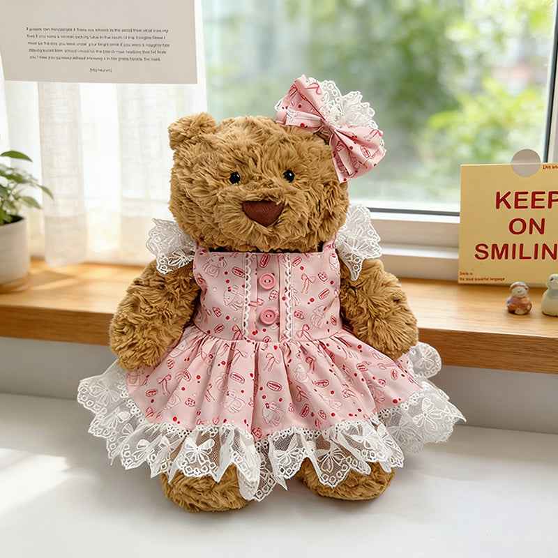 Medium Bartholomew bear outfit- Pink candy print dress set