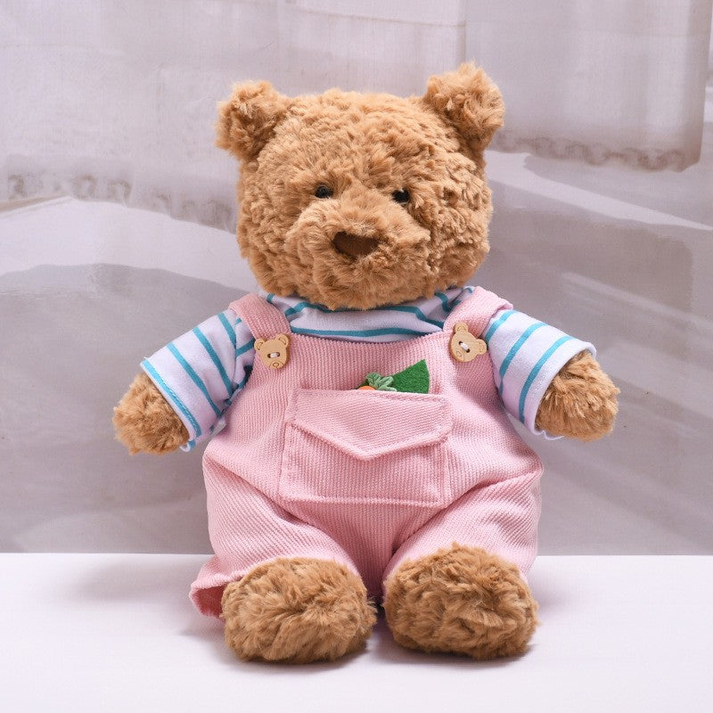 Medium Bartholomew bear outfit- Pink carrot overalls set