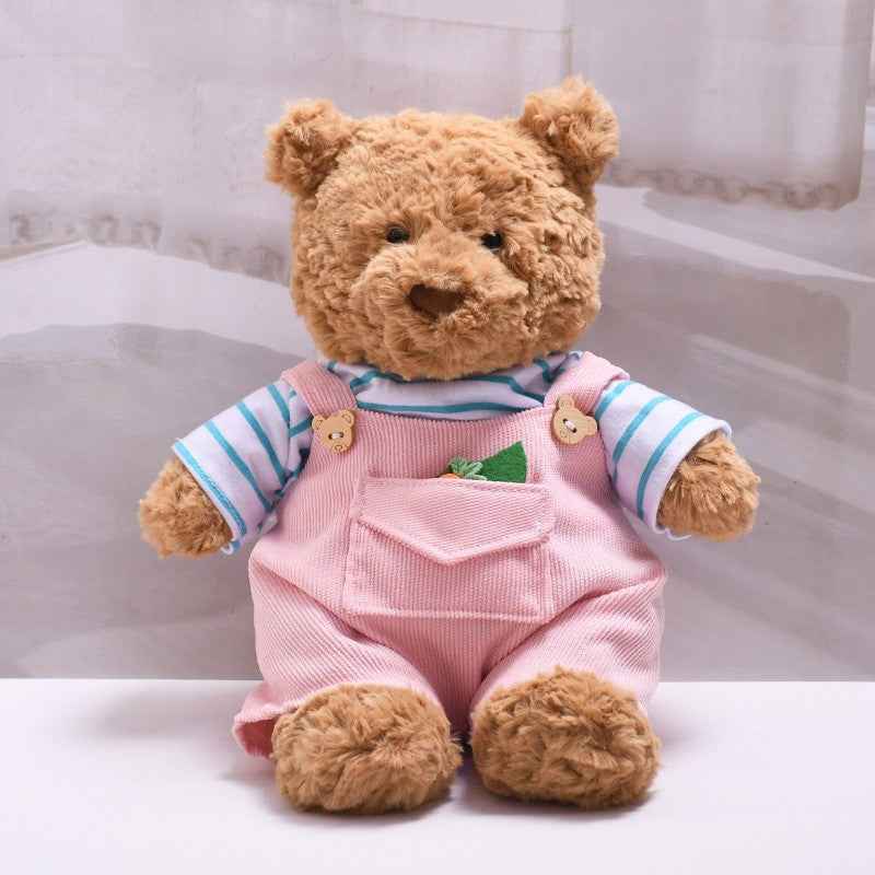 Medium Bartholomew bear outfit- Pink carrot overalls set