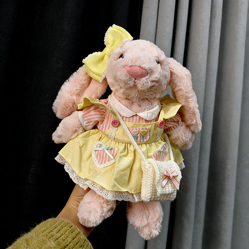 Medium Bashful bunny outfit- Yellow heart bag dress set