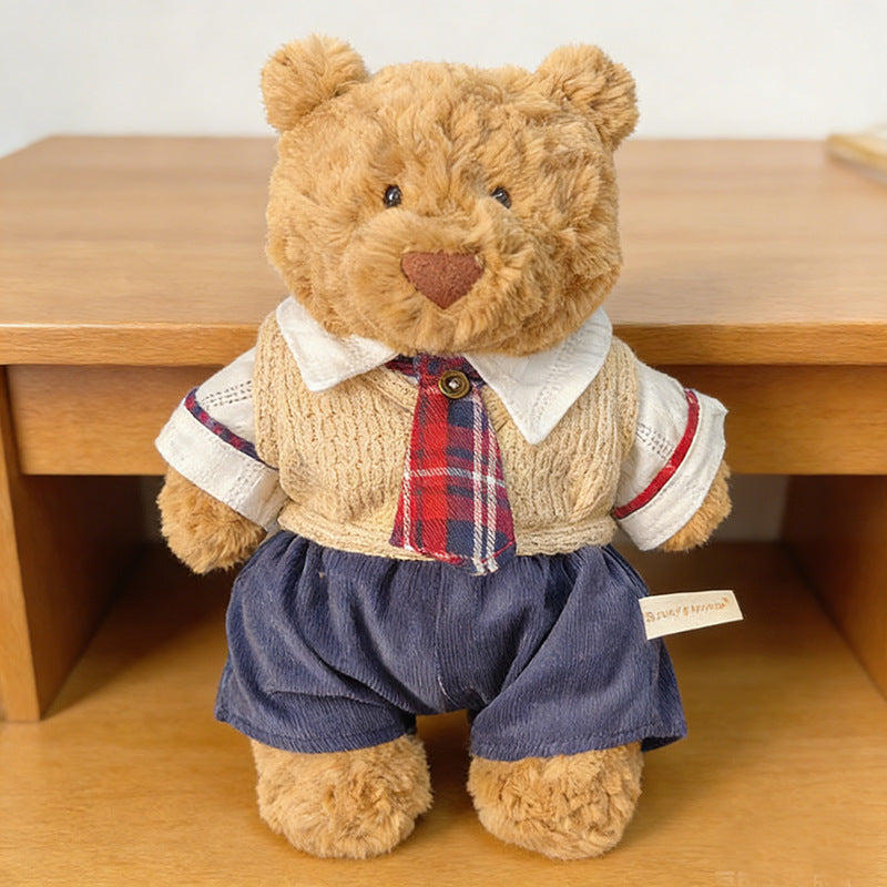 Medium Bartholomew bear outfit- Plaid tie vest set