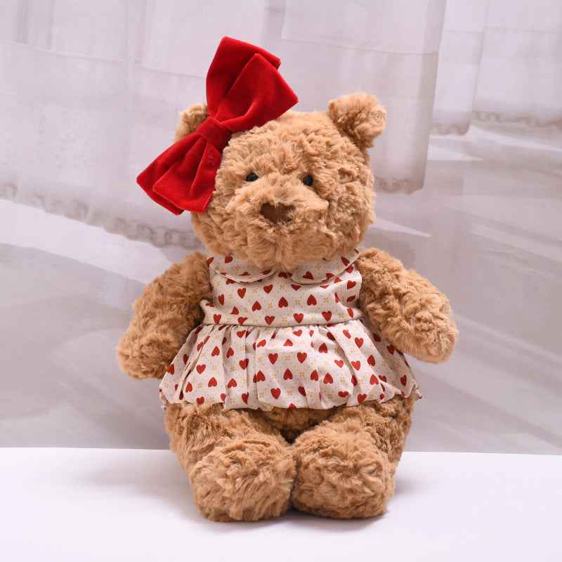 Medium Bartholomew bear outfit- Red heart print dress set