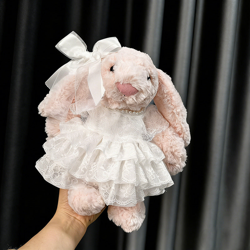 Medium Bashful bunny outfit- White lace wedding dress set