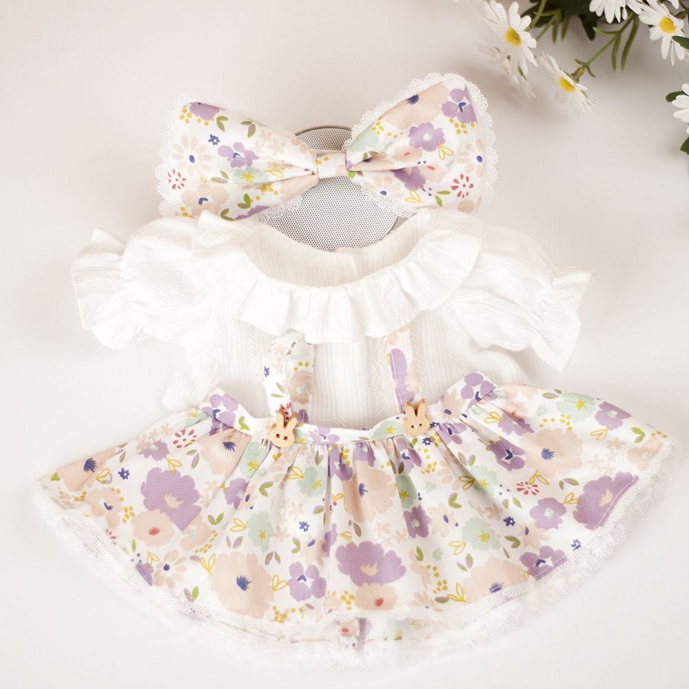 Medium Bartholomew bear outfit-Purple floral dress set