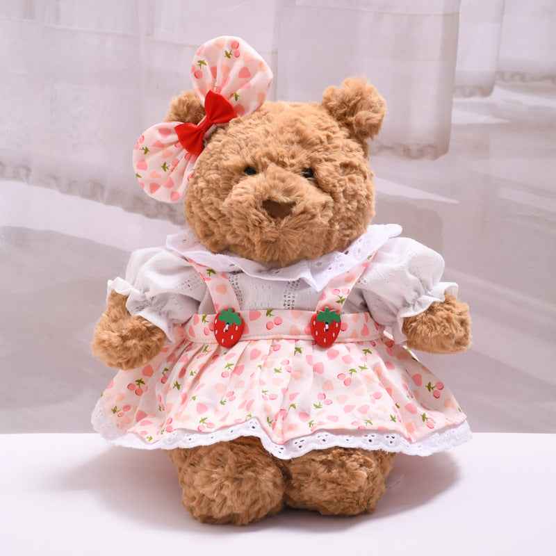 Medium Bartholomew bear outfit- Pink strawberry dress set