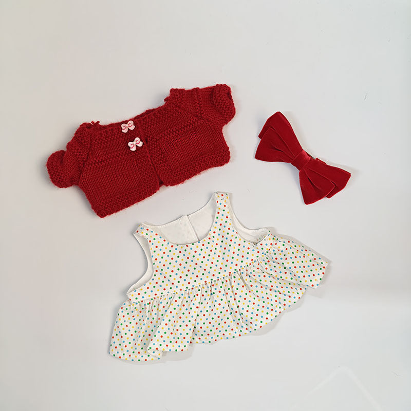 Medium Bartholomew bear outfit- Red knit cardigan set