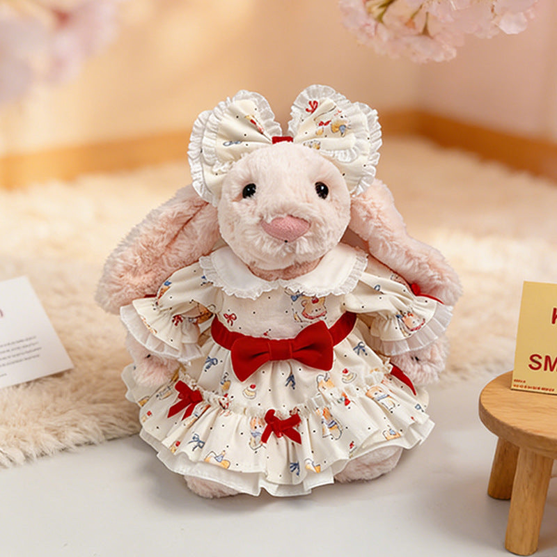 Medium Bashful bunny outfit- White bunny print dress set