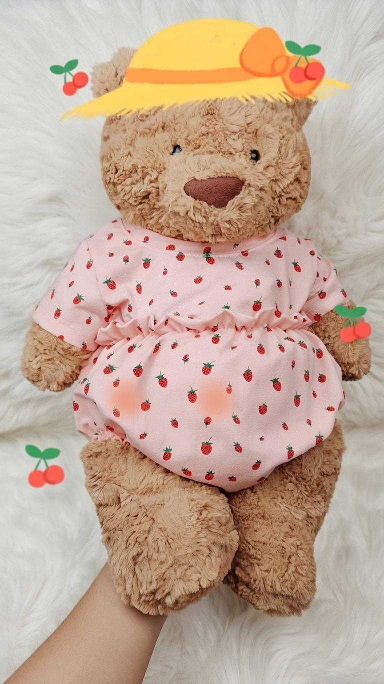 Bartholomew Bear Outfits Strawberry Print Pajamas for Plush Toys
