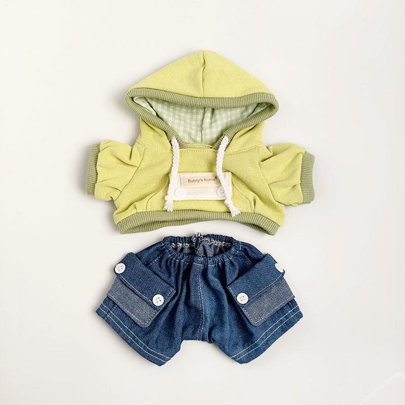 Medium Bartholomew bear outfit- Green hoodie denim set