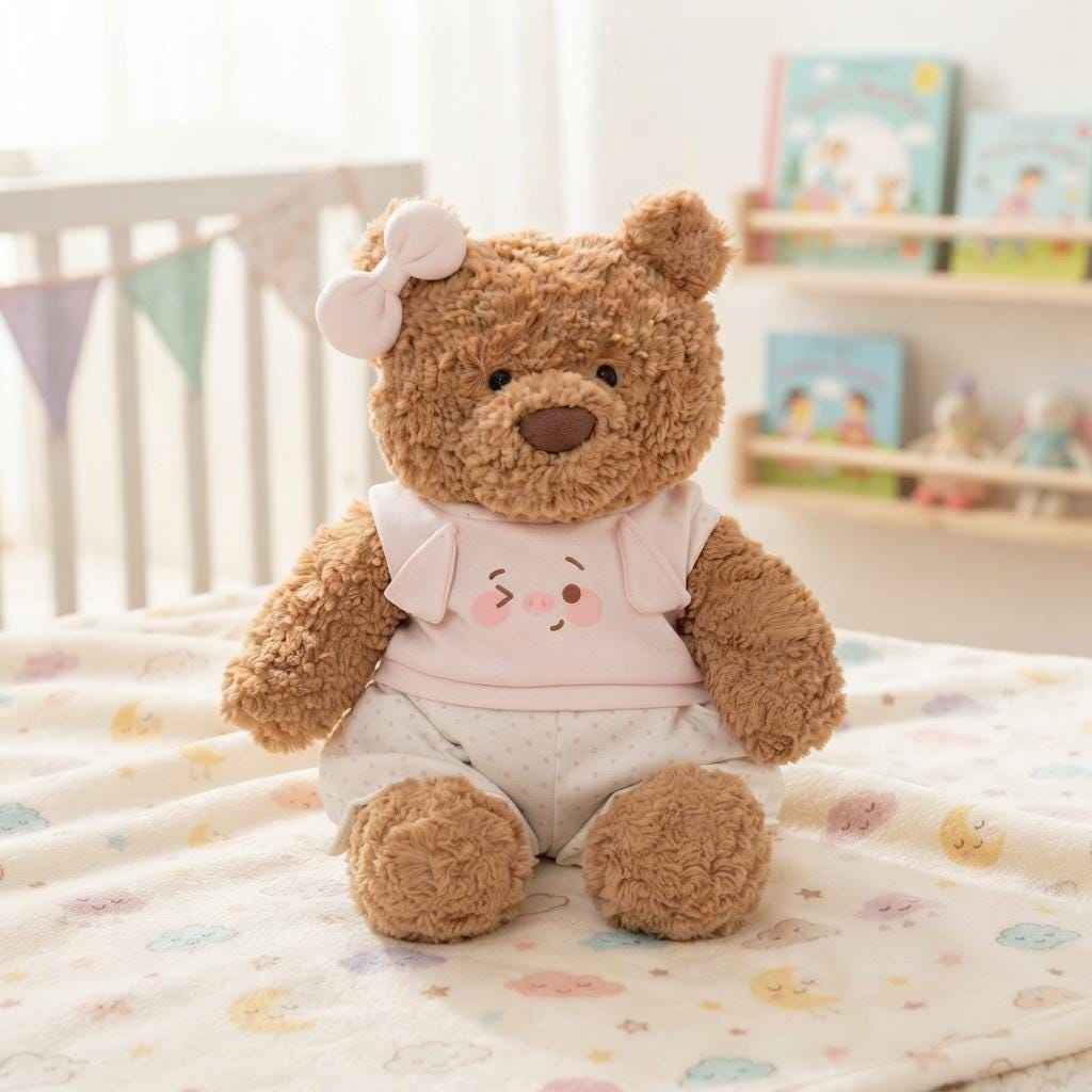 Handmade Teddy Bear Outfits: Matching Light Blue & Pink Bow Clothes Set