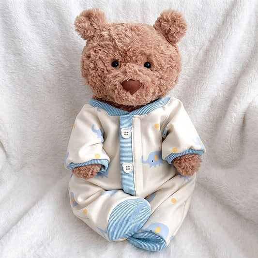 Handmade Bartholomew Bear Onesie Pajamas | Cute Printed Plushie Romper Outfit (6"-22")