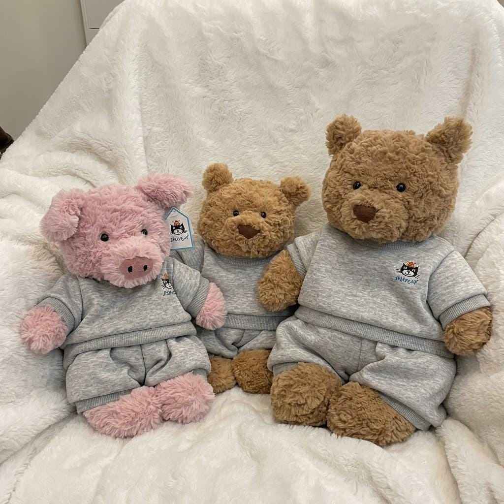 Handcrafted Winter Grey Hoodie & Pants Set for Bartholomew Bear