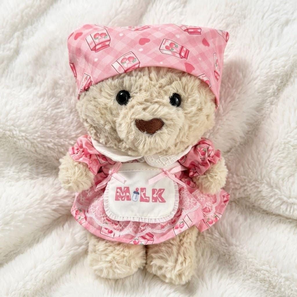 Handmade Country Outfit Set for Junior Bartholomew Bear, Milkmaid Dress & Cowboy Costume Bear Clothes