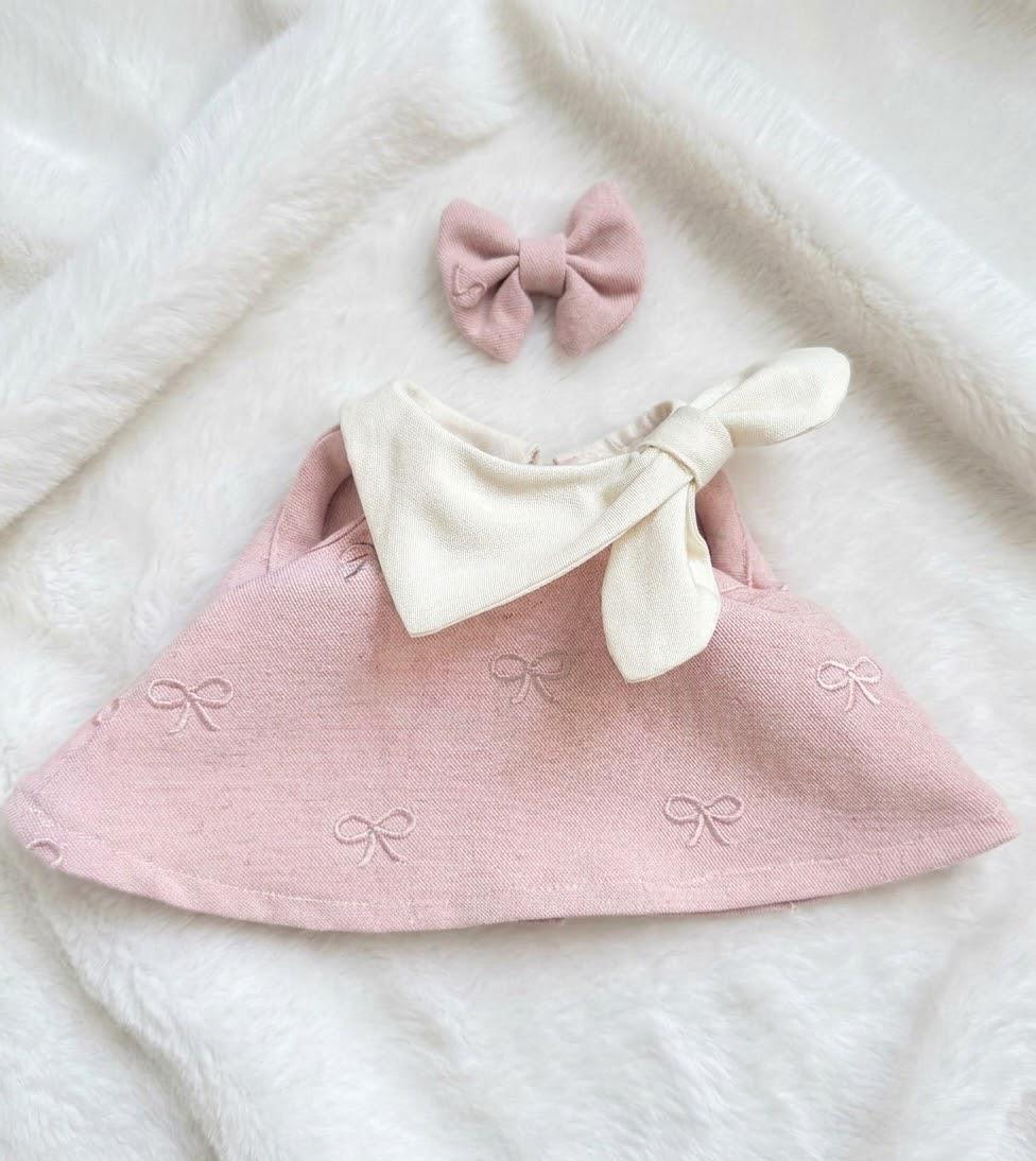 Pastel Dress for Jellycat Bartholomew Bear & Bashful Bunny, White Collar and Bow – photo 7