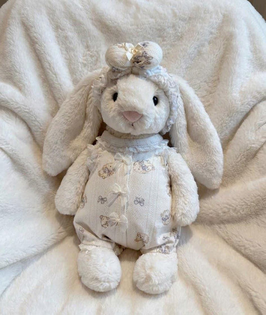 Floral or Gingham Dress for Jellycat Bashful Bunny, Matching Bow – photo 2