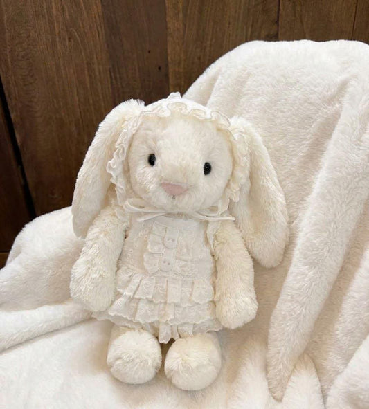 Lace Dress and Bonnet for Jellycat Bartholomew Bear & Bashful Bunny, Ruffle Outfit – photo 2