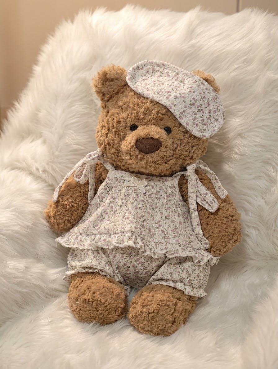 Floral Pajama Set for Jellycat Bartholomew Bear & Bashful Bunny, Ruffle Top and Sleep Mask – photo 14