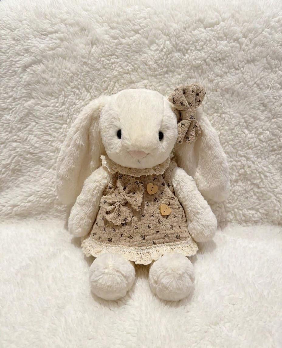 Floral Dress for Jellycat Bartholomew Bear & Bashful Bunny, Lace Hem and Matching Bow – photo 3