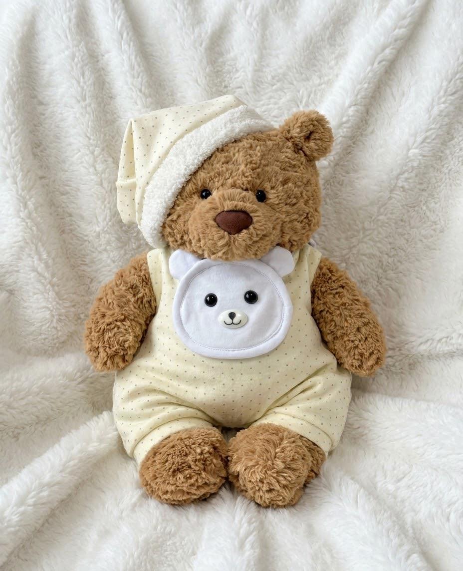 Baby Outfit for Jellycat Bartholomew Bear, Bib, Diaper and Sleep Cap Set – photo 5