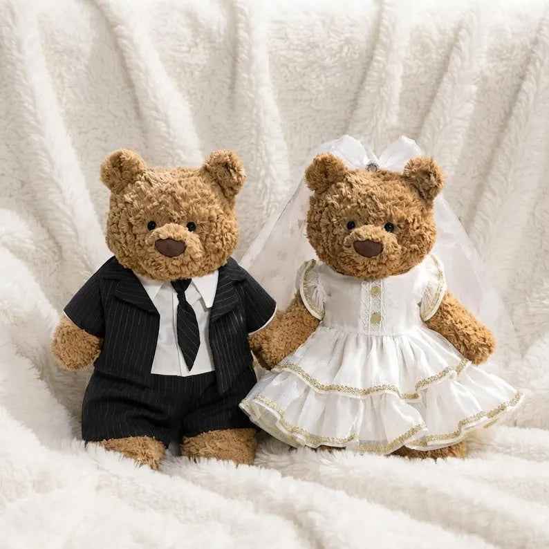 Handmade Bartholomew Bear Wedding Dress and Tuxedo Suit Set, Plush Toy Outfit