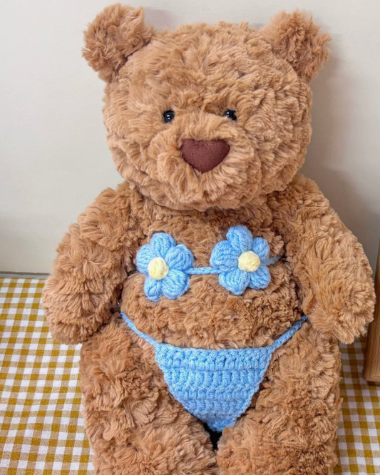 Large Bartholomew bear outfit-Blue Floral Crochet Bikini Set