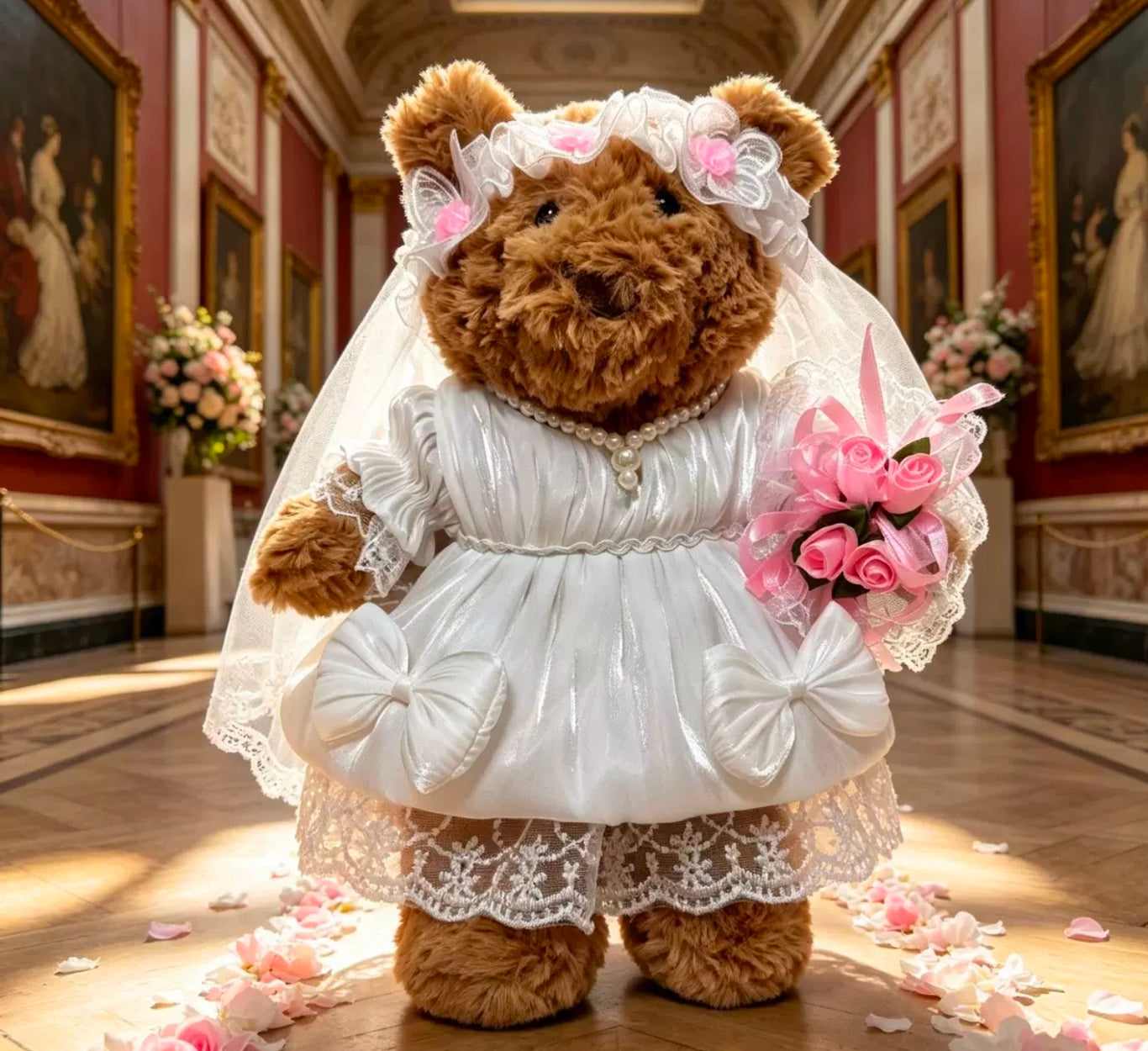 Medium Bartholomew bear clothes outfits- Groom Suit & Bridal Dress