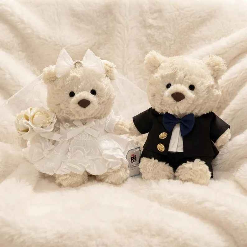 Bartholomew Bear Wedding Outfit, Bride Dress, Groom Tuxedo Suit, Vest, Bow Tie Set