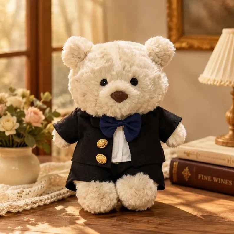 Bartholomew Bear Wedding Outfit, Bride Dress, Groom Tuxedo Suit, Vest, Bow Tie Set