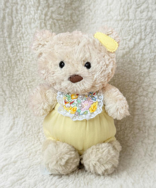 Junior Bartholomew bear outfit - Yellow lace bib romper set