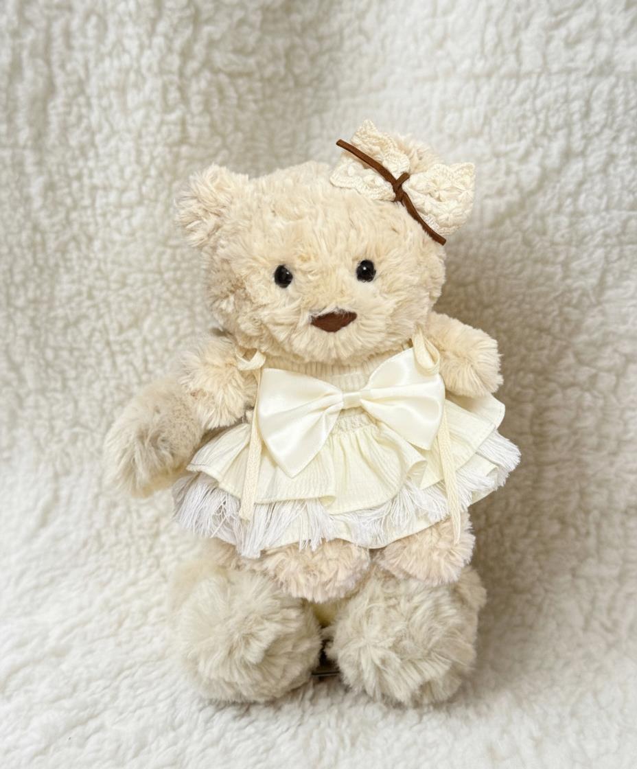 Junior Bartholomew bear outfit -Cream frill dress set