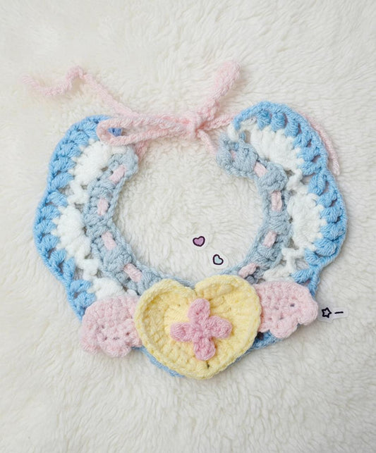 Huge Bartholomew bear outfit-Blue white heart wing bib set