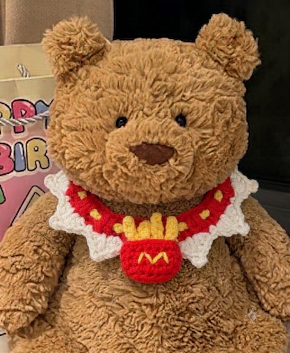 Medium / Large bear outfit-Red yellow french fries bib set