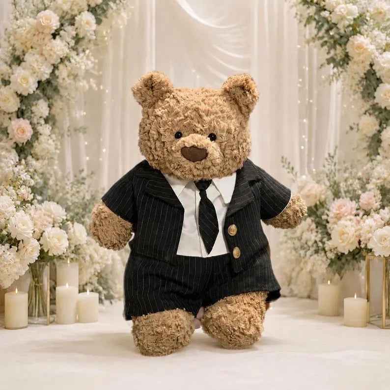Handmade Bartholomew Bear Wedding Dress and Tuxedo Suit Set, Plush Toy Outfit