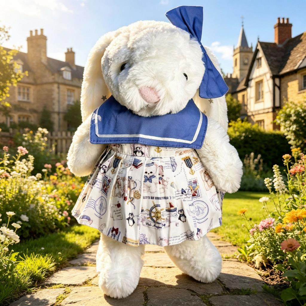 Medium Bartholomew Bear / Bashful Bunny cute clothes outfits–Heritage Checked Dress with Oversized Statement Bow