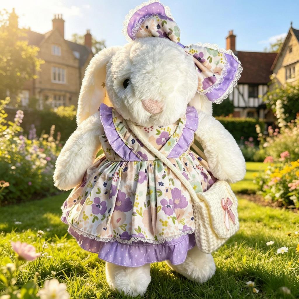 Medium Bartholomew Bear / Bashful Bunny cute clothes outfits–Lavender Blossom Ruffle Dress