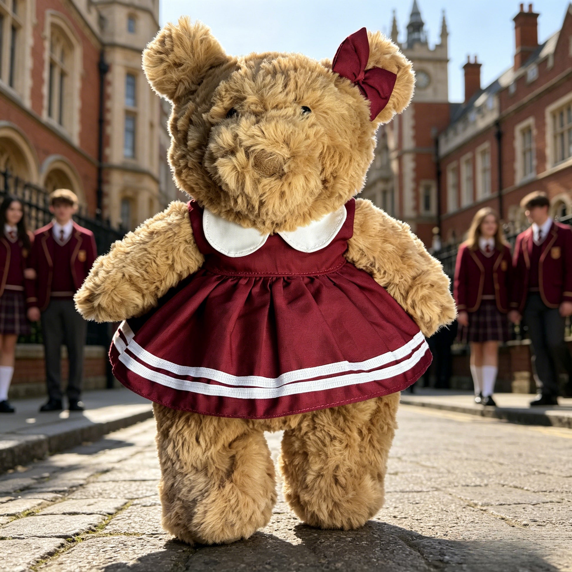 Schoolgirl Dress & Bow Headband for Bartholomew Bear — image 1 of 2