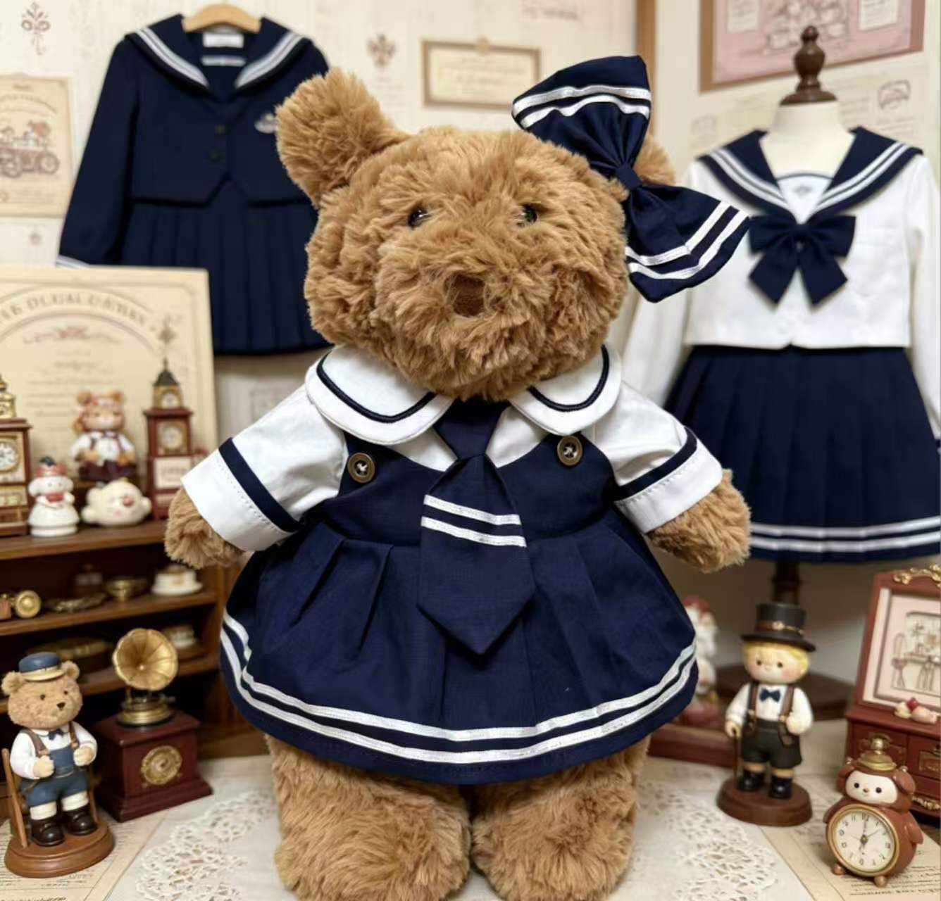 Medium Bartholomew bear clothes outfits-Sailor Outfit Set with Bow