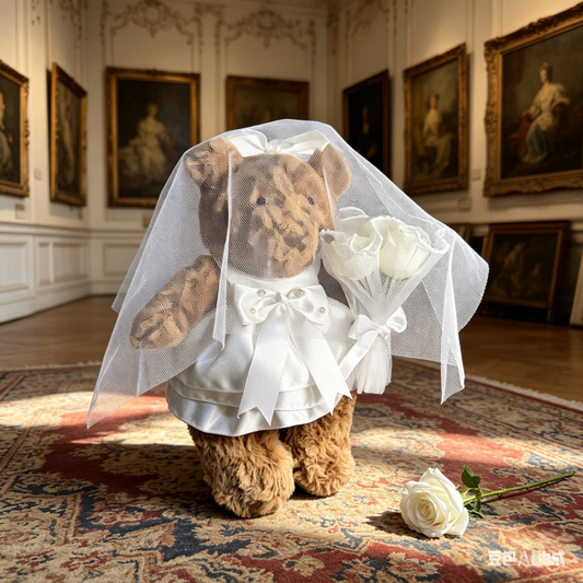 Bartholomew bear cute clothes outfits -Elegant Wedding Dress & Veil Costume Set — image 1 of 2