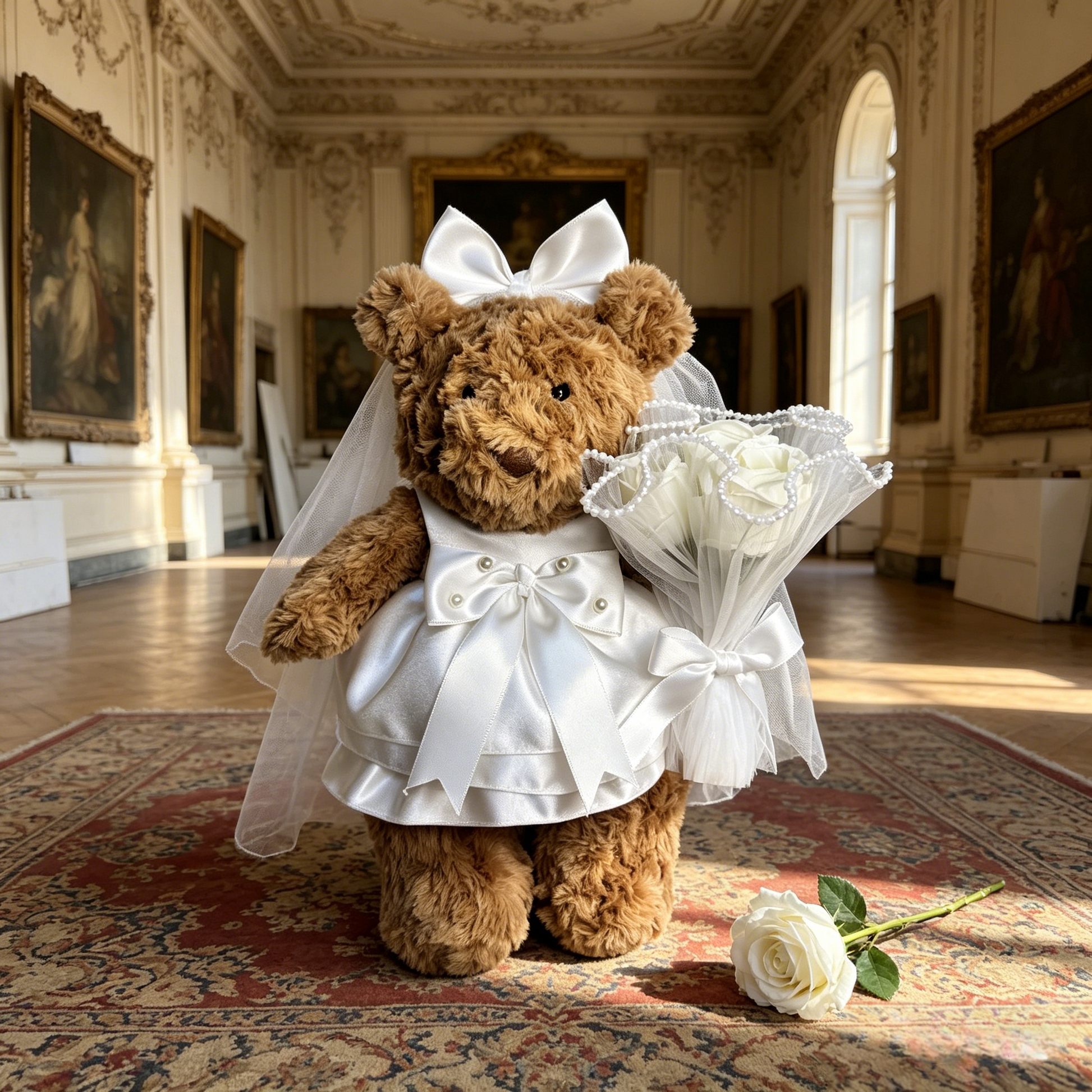 Bartholomew bear cute clothes outfits -Elegant Wedding Dress & Veil Costume Set — image 2 of 2