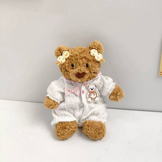 Tiny Bartholomew Bear Outfit - White waffle romper & popsicle hair clips