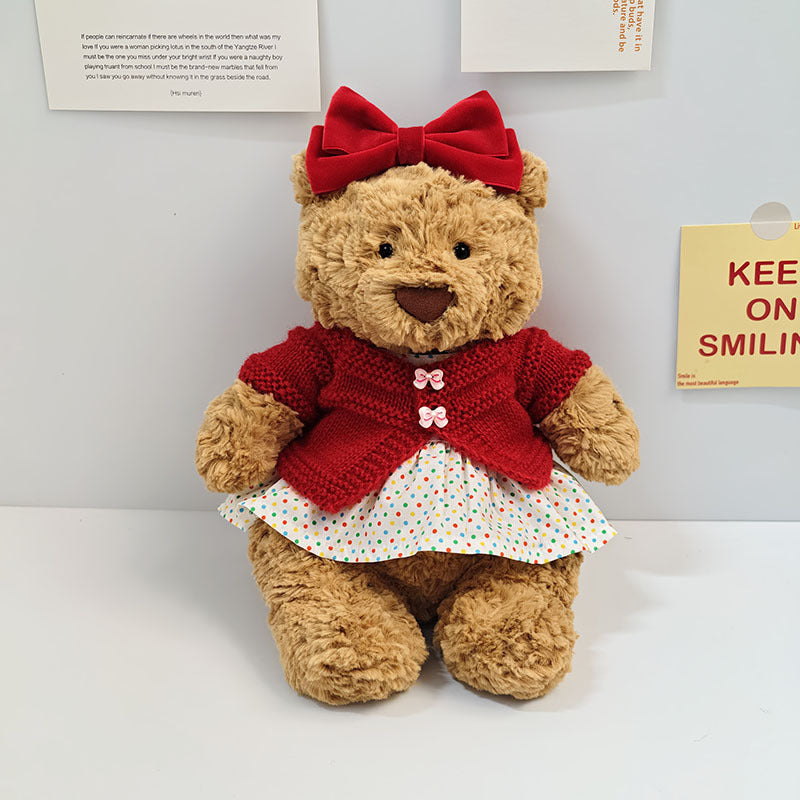 Medium Bartholomew bear outfit- Red knit cardigan set